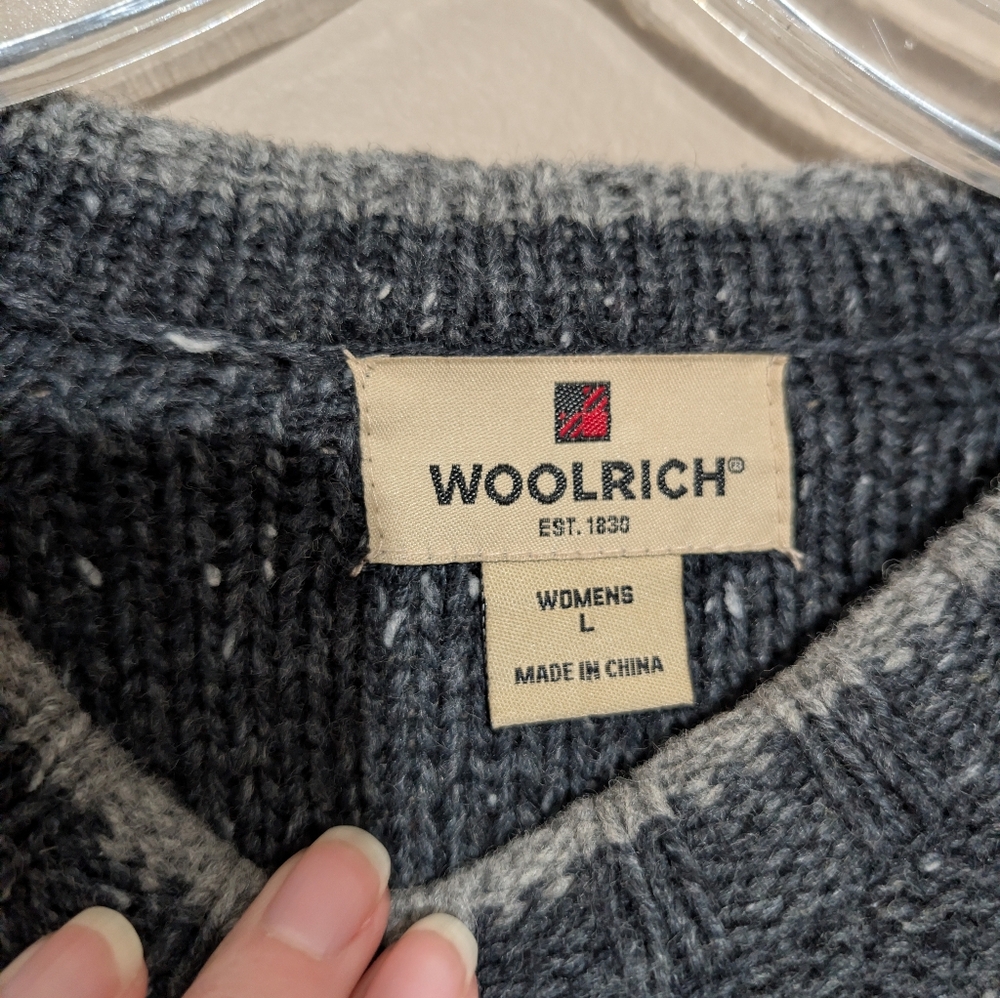 Woolrich Womens Cardinal Bird Embroidered Speckled Sweater Size L Wool Blend - Picture 2 of 4
